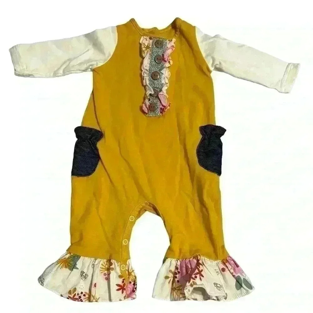 RICRAC & RUFFLES yellow romper k67